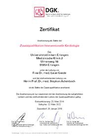 DGK - Zusatzqualifikation Interventionale Kardiologie - Uniklinik Erlangen