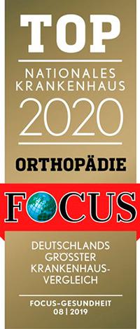 FOCUS Top nationales Krankenhaus 2020 Orthopädie