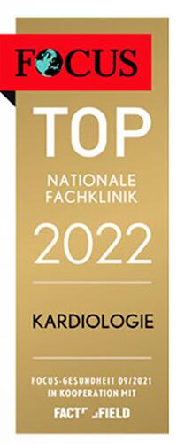 FOCUS Top nationale Fachklinik 2022 Kardiologie