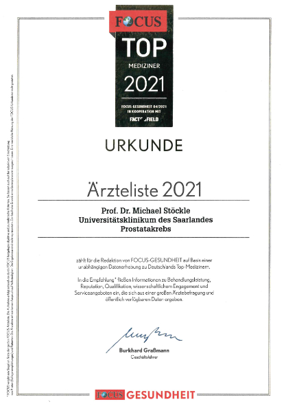 FOCUS Top Mediziner 2022 - Prof. Dr. Michael Stöckle - Prostatakrebs