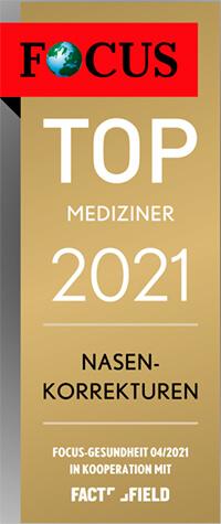 FOCUS TOP Mediziner 2021 für Nasenkorrekturen
