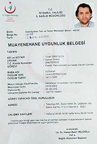 Practice certificate - Dr. med. Turab Ismayilov