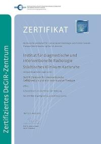 Zertifikat DEGIR-Zentrum für Interventionelle Gefäßmedizin und minimal-invasive Therapie, Städtisches Klinikum Karlsruhe