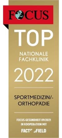 FOCUS Top Nationale Fachklinik 2022 Sportmedizin/-orthopädie