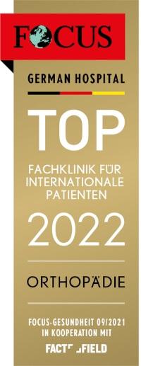 FOCUS Top Fachklinik für internationale Patienten 2022: Klinik für Orthopädie und Unfallchirurgie
