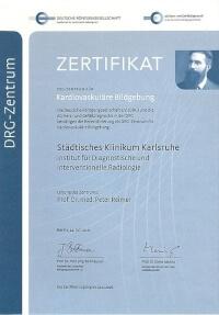 Zertifikat DRG-Zentrum für Kardiovaskuläre Bildgebung, Städtisches Klinikum Karlsruhe