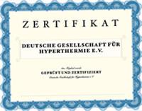 Zertifikat - Deutsche Gesellschaft für Hyperthermie e.V.