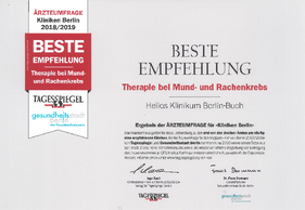 Beste Empfehlung - Therapie bei Mund- und Rachenkrebs, Helios Hospital Berlin-Buch