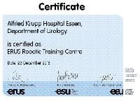 Zertifikat ERUS Robotic Training Centre