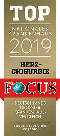 FOCUS TOP nationales Krankenhaus 2019 Herzchirurgie