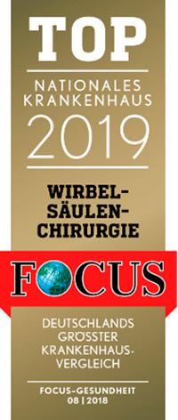 FOCUS Top nationales Krankenhaus 2019 Wirbelsäulenchirurgie