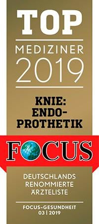 FOCUS Top Mediziner 2019 Knie: Endoprothetik