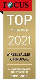 FOCUS TOP Mediziner 2021 Wirbelsäulenchirurgie certificate