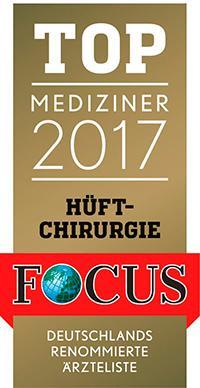 FOCUS Top Mediziner Hüftchirurgie 2017 certificate