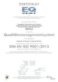 Zertifikat EQ ZERT Diagnostik und Therapie von Eingeweidebrüchen - Luisenhospital Aachen certificate