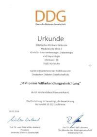 DDG - Stationäre Fußbehandlungseinrichtung certificate