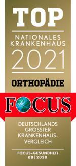 Focus Top nationales Krankenhaus 2021 Orthopädie certificate