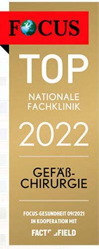 FOCUS Top nationale Fachklinik 2022 Gefäßchirurgie certificate