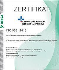DEKRA Zertifikat Katholisches Klinikum Koblenz-Montsbaur certificate